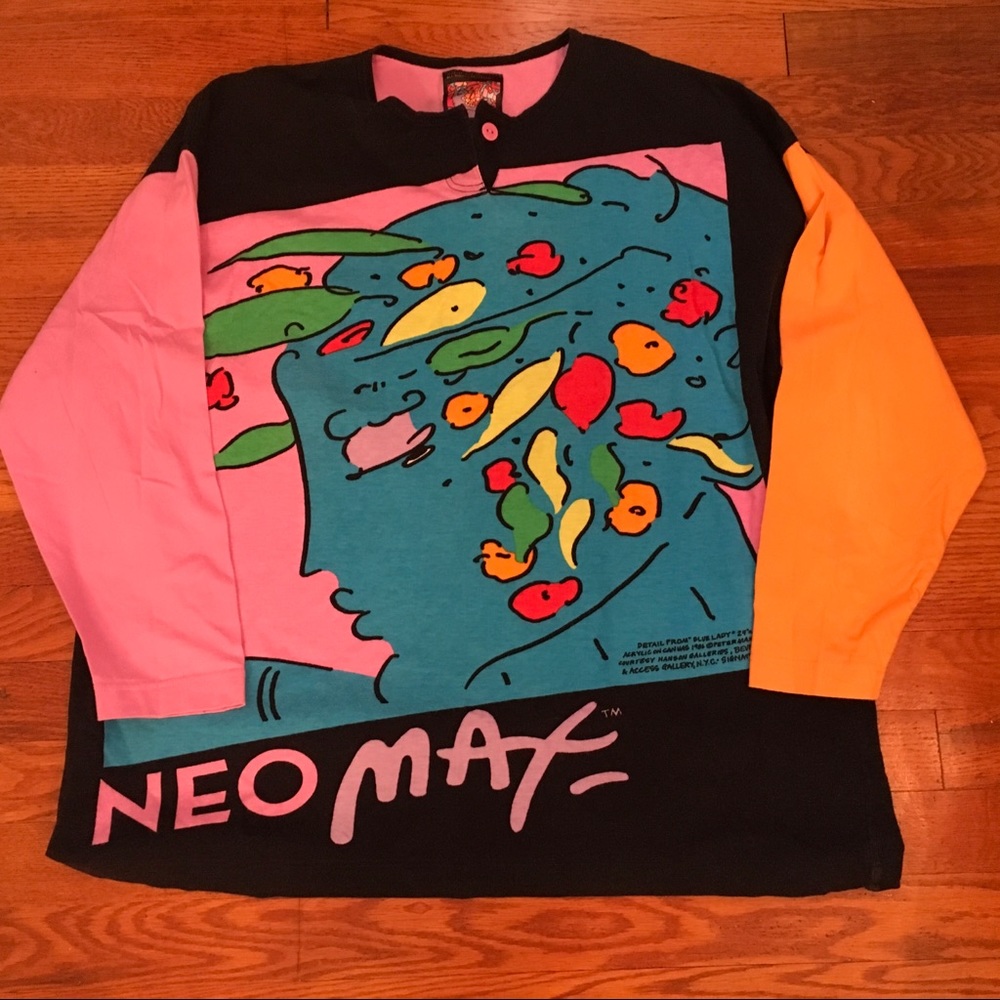 ❤️Sale❤️Vintage 80’s Peter Max Shirt L Blue Lady